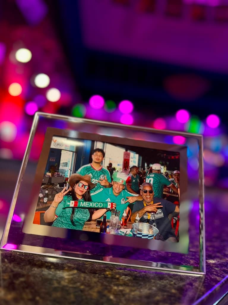 Clear frame with Mexico fan group
